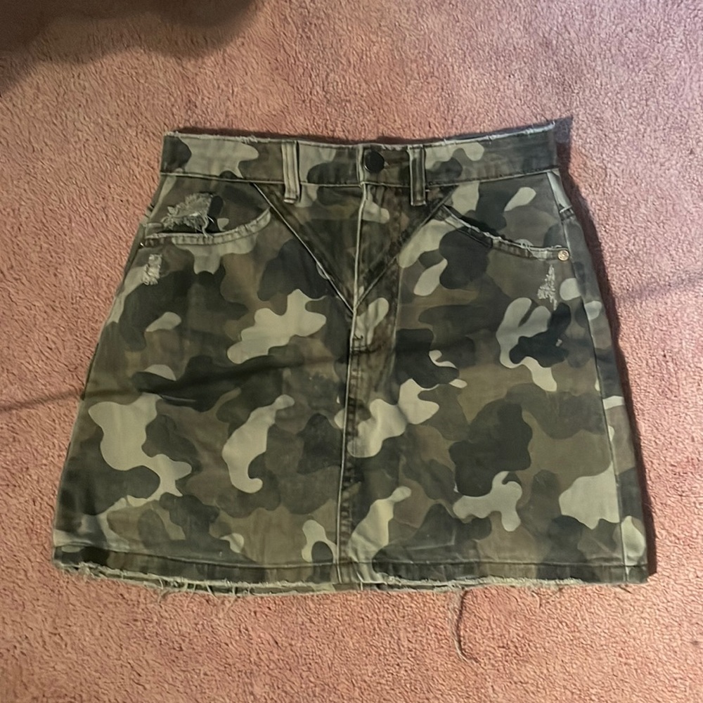 Stradivarius Camo Denim Skirt